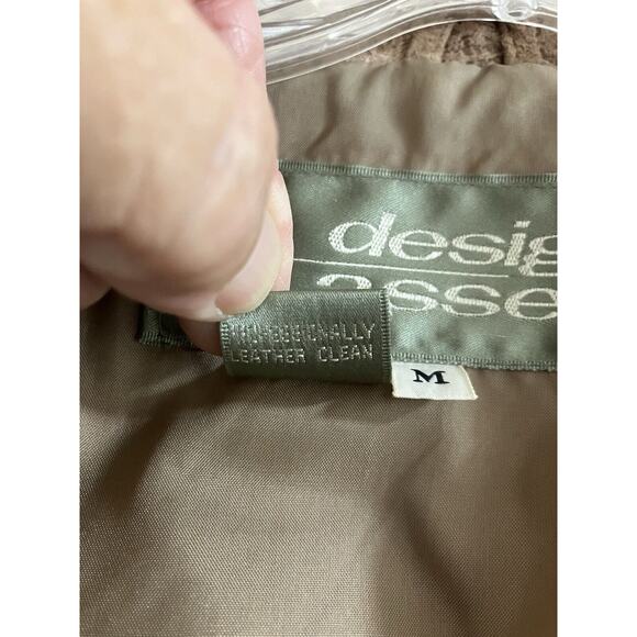 Design Assets Women’s Leather Bomber Jackets 80-90’s Floral Beige Sz M - Picture 11 of 12